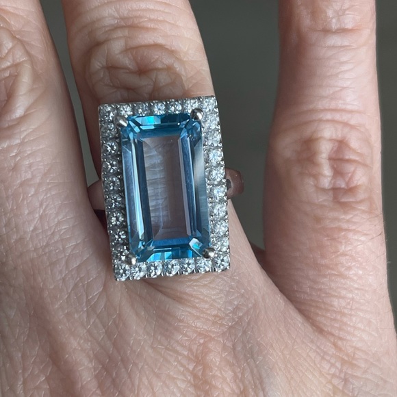 Huge blue quartz sterling silver ring - Picture 9 of 13